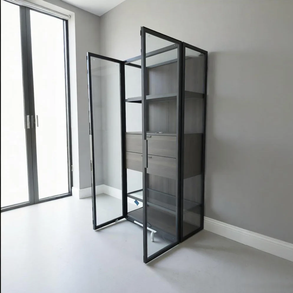 Glass Cabinet Display - Двухдверный европейский шкаф-купе, стеклянный, из массива